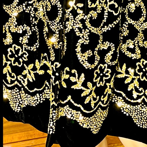 ⭐️HP(X2)⭐️VTG▪️SCOTT McCLINTOCK▪️Glitter Embellished Off-Shoulder Velvet Dress - Picture 5 of 10